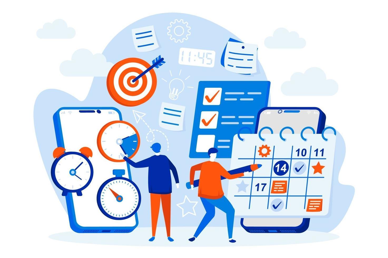 mobile-organizer-web-design-with-people-characters-vector